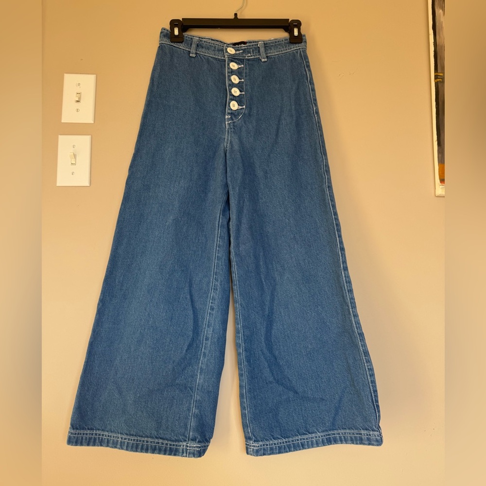 BDG Blue Wide-Leg Cropped Jeans